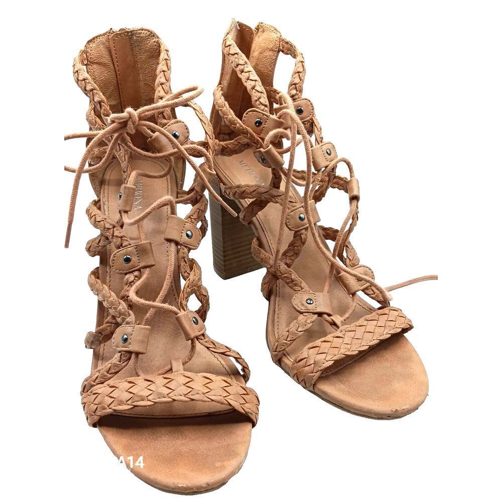 Merona Womens Gladiator Kolbi Braided Strap‎ Ghillie Heeled Sandals Sz 11